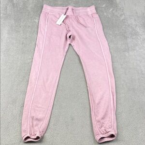 NEW Unsubscribed XS 100% Cotton Heathered Rose Pink Fleece Terry Jogger Pants